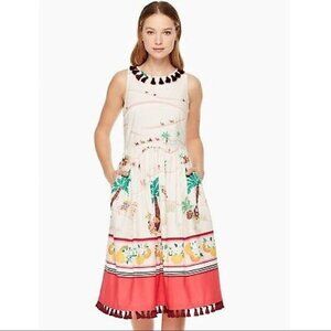 Kate Spade Dress Summer Midi  Casual Cotton Cocktail Spice Things Up Desert